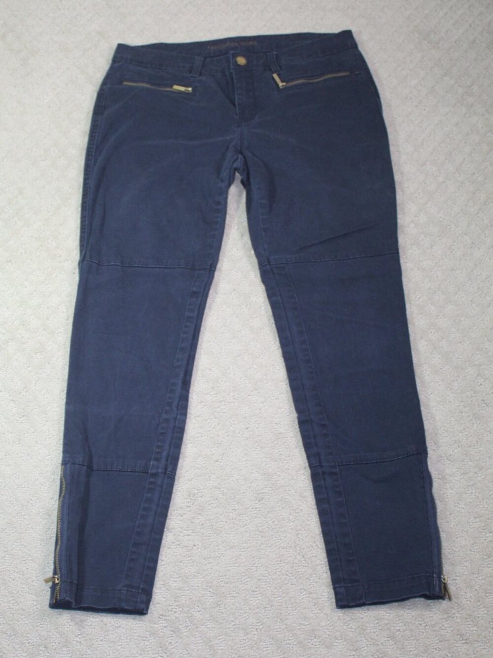 Michael Kors Size 6 Navy Blue Zipper Pockets Zipper Ankle Pants